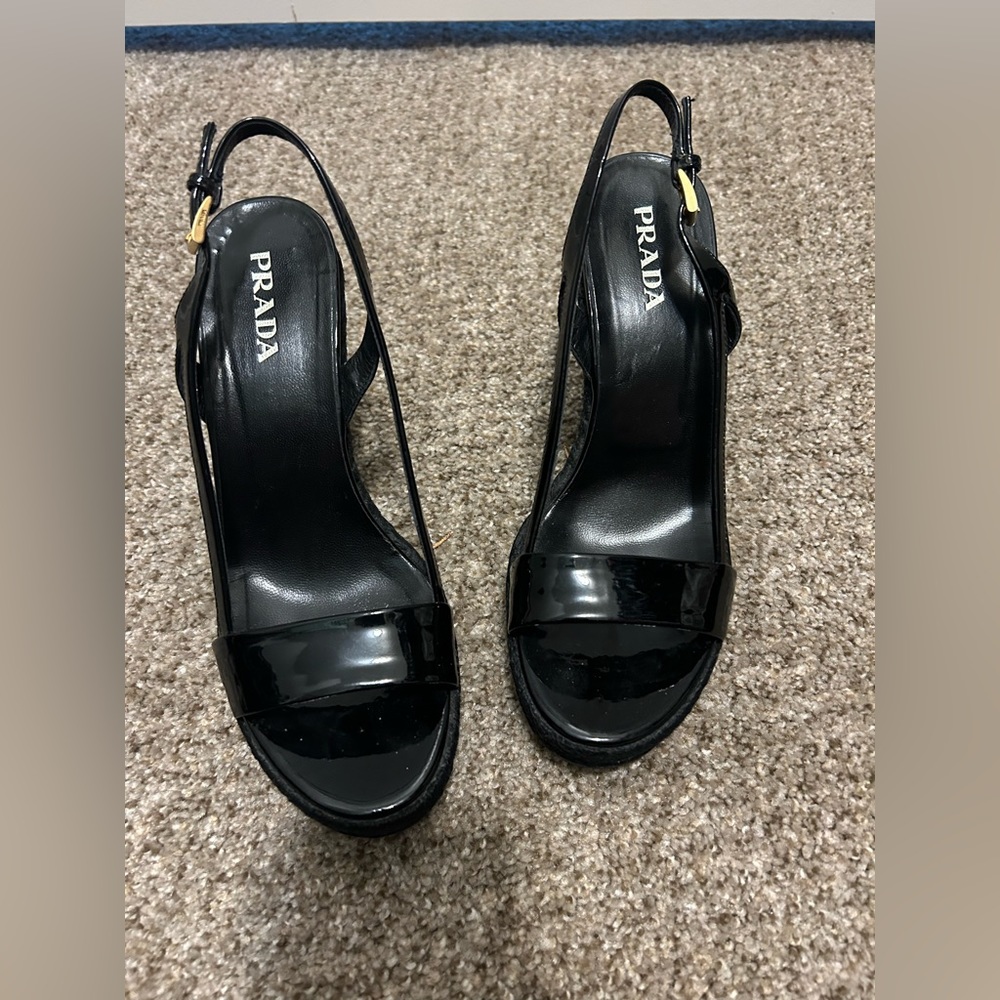 Prada black wedges EUC size 37.5 - Picture 2 of 5